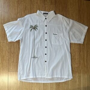 Identity Cook Islands Polynesian Tropical Men's White Shirt Large 100% Cotton